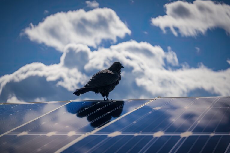 Oiseaux sous les panneaux solaires