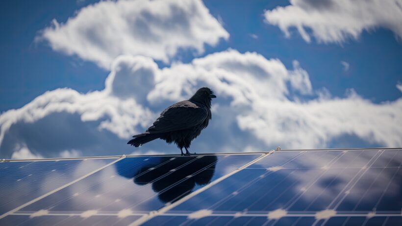 Oiseaux sous les panneaux solaires